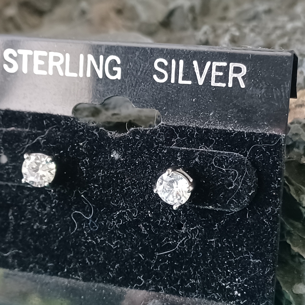 Sterling Silver CZ Stud Earrings